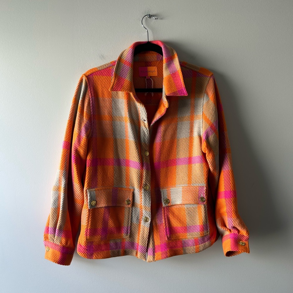 Vilagallo pink and orange check printed jacket